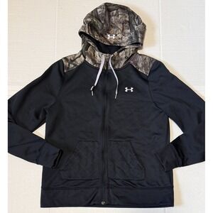 UNDER ARMOUR UA Storm - Women's Black Full Zip Sweatshirt Camo Hoodie - Large